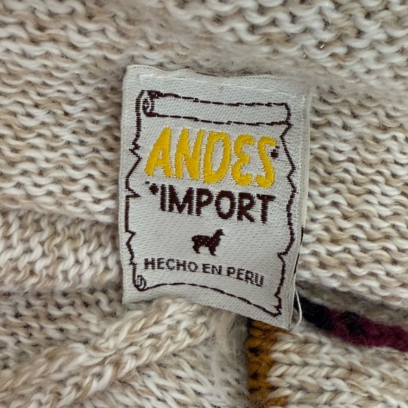 VINTAGE ANDES Import PERUVIAN Alpaca HOODIE SWEATER Made in Peru - Picture 7 of 8